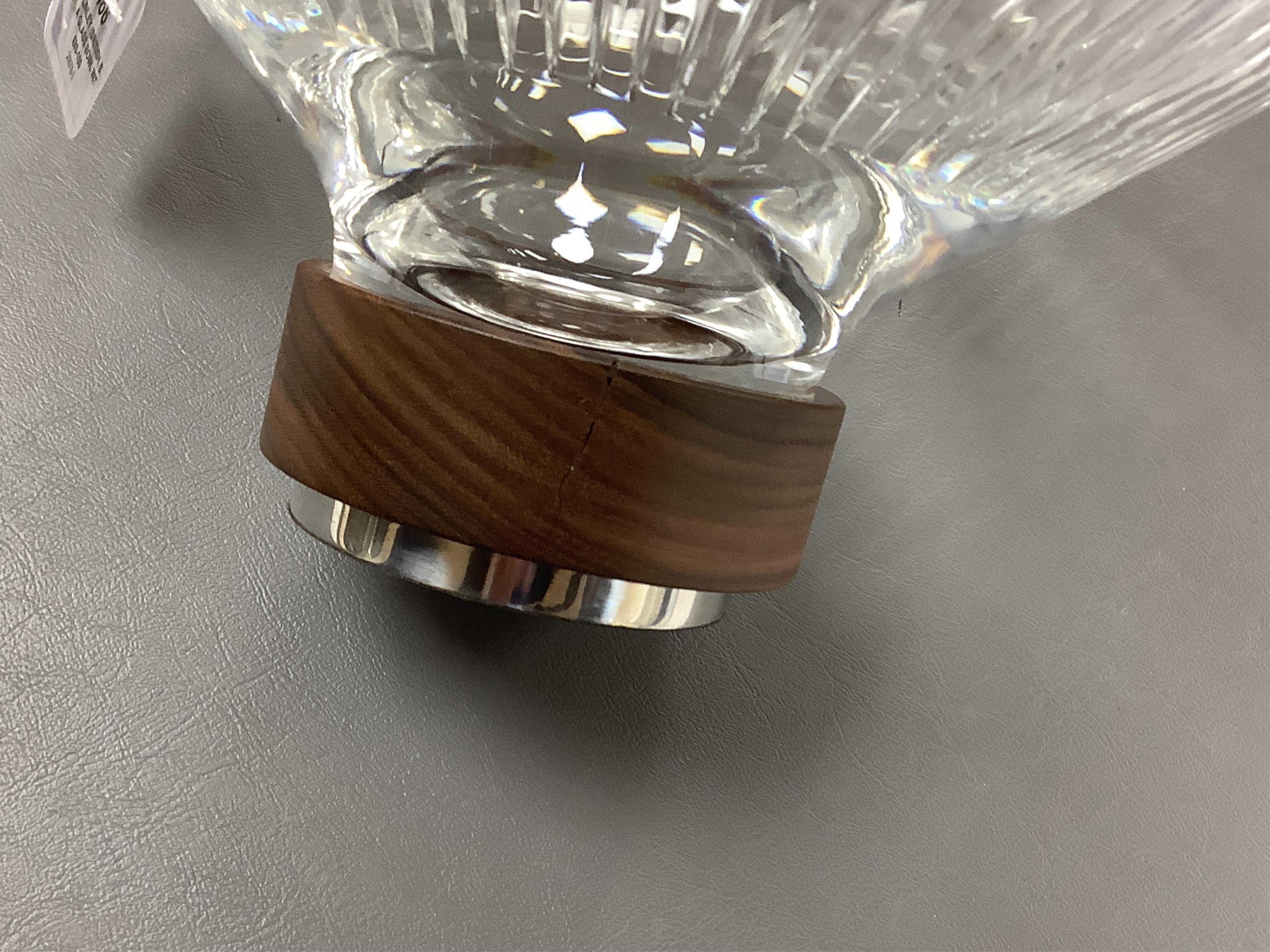 David Linley (British, B. 1961), a glass bowl with turned wood base, 24.5cm diameter